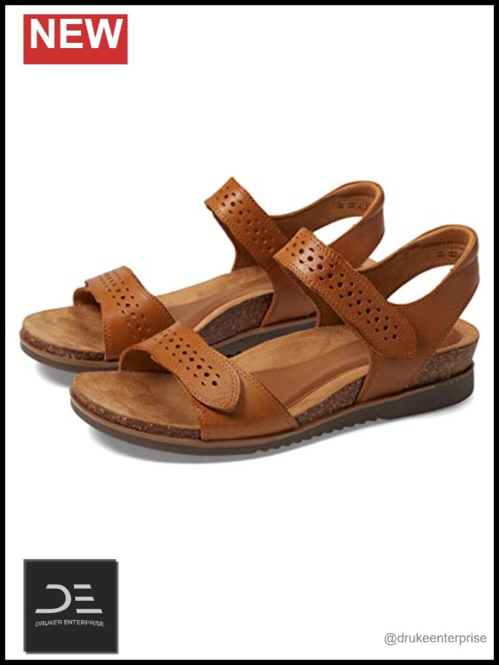 Womens Leather Slingback Wedge Sandals Comfort EVA Footbed Open Toe